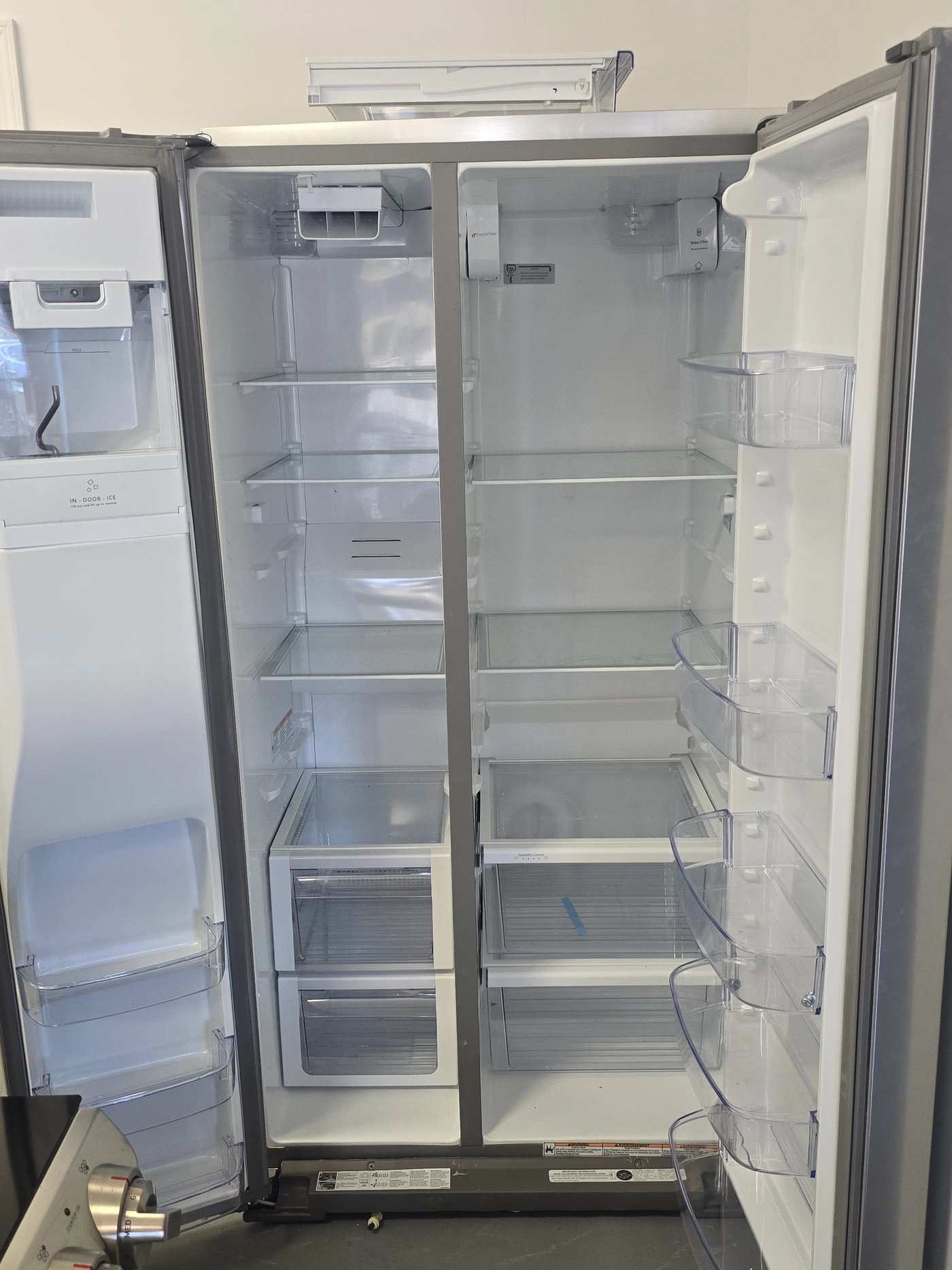 Interior Of Whirlpool Side by side Refrigerfator